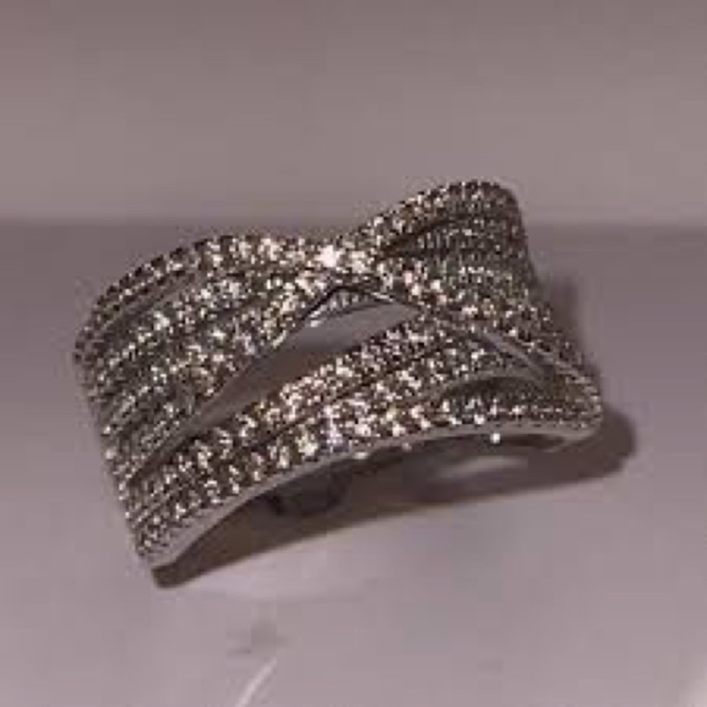 Cubic Zirconia Pave Interlocking Ring (1-1/6 ct. t.w.) in Sterling Silver, Sz 6 - Picture 4 of 6